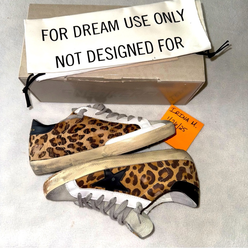 GOLDEN GOOSE Suede Toe Leopard Superstar Size 39 (US Women’s 8.5) New in Box - Picture 3 of 16